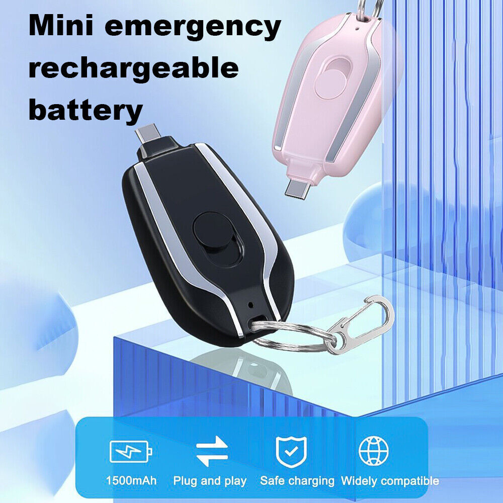 Stay Charged On-the-Go with Keychain Mini Power Bank - 1500mAh