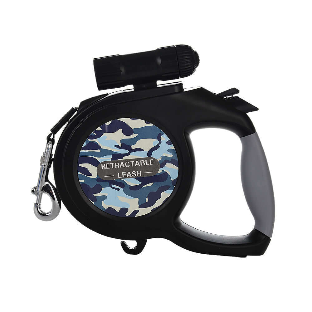 Camouflage Retractable Dog Leash with Powerful Flashlight
