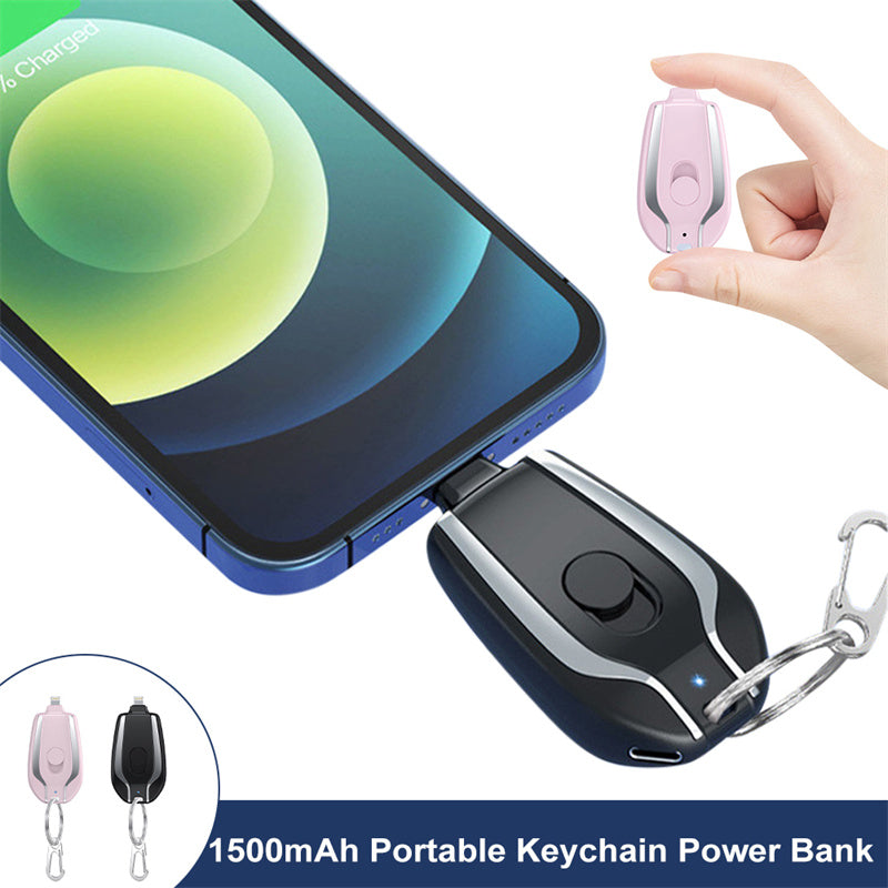 Stay Charged On-the-Go with Keychain Mini Power Bank - 1500mAh