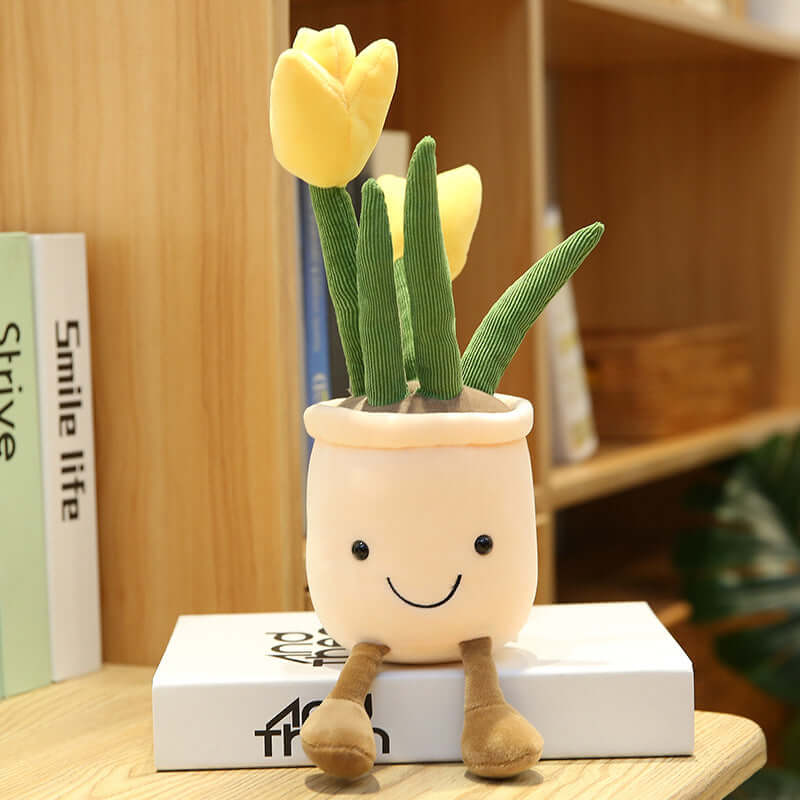 Smiling Vase Plush Toy - Tulip Bouquet Edition