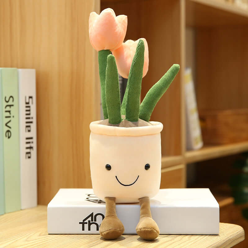 Smiling Vase Plush Toy - Tulip Bouquet Edition