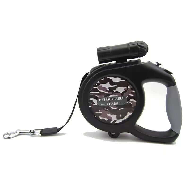 Camouflage Retractable Dog Leash with Powerful Flashlight