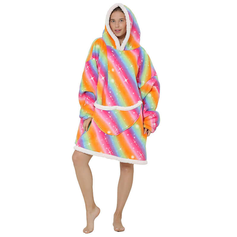 Lazy Blanket Composite Lamb Velvet Pullover Flannel Sweater Tv TV Blanket Hooded Lazy Outdoor Warm Pajamas