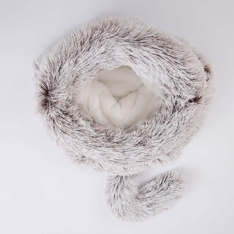 Plush Round Cat Sleeping Bag Warm Semi Enclosed Pet Nest