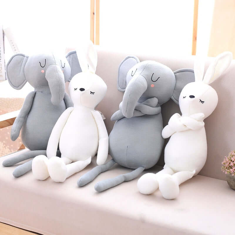 Adorable Animal Friends: Cuddle & Learn with Elephant & Rabbit Stuffed Toys