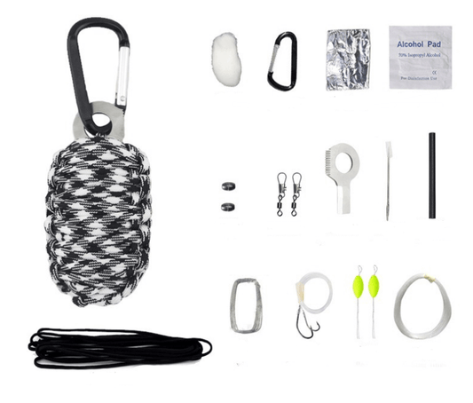 EDC Outdoor Survival Kit & Fishing Set: Carabiner Kit 15 in 1