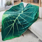 Super Soft Philodendron Gloriosum Printed Green Leaves Giant Blanket Fleece Cozy Leaf Blanket